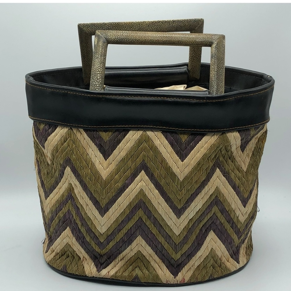 R&Y Augousti Raffia, Leather & Shagreen Bucket Bag | Luxury | Good Condition